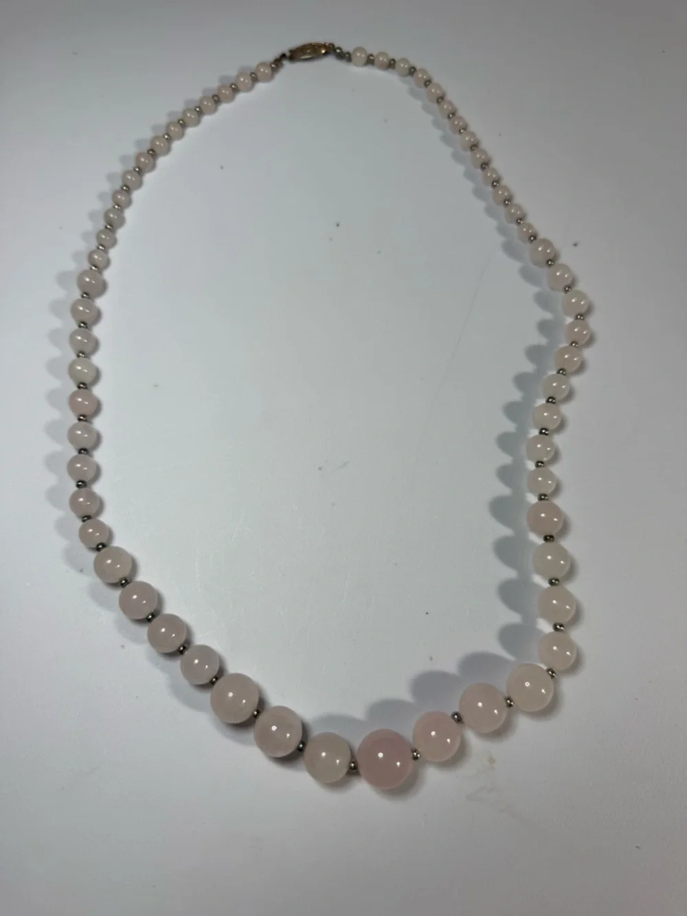 Elegant Vintage Rose Quartz Bead Necklace V6